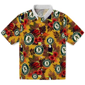 MLB Oakland Athletics Tropical Toucan Shirt - Green & Red Hawaiian Style for Men