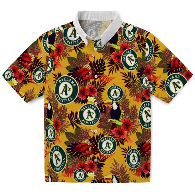 MLB Oakland Athletics Tropical Toucan Shirt - Green & Red Hawaiian Style for Men