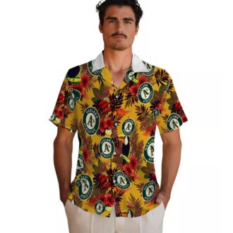 MLB Oakland Athletics Tropical Toucan Shirt - Green & Red Hawaiian Style for Men