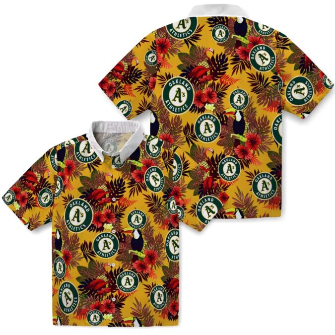 MLB Oakland Athletics Tropical Toucan Shirt - Green & Red Hawaiian Style for Men