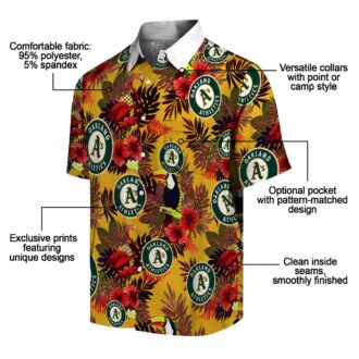MLB Oakland Athletics Tropical Toucan Shirt - Green & Red Hawaiian Style for Men