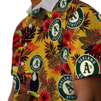 MLB Oakland Athletics Tropical Toucan Shirt - Green & Red Hawaiian Style for Men