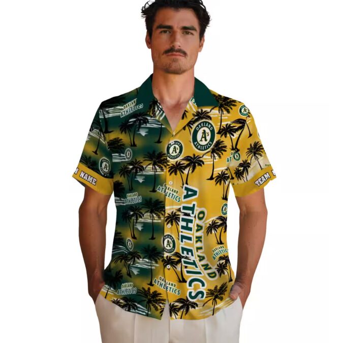 Oakland Athletics Custom Palm Leaf Hawaiian Shirt - Green MLB Fan Gear for Summer Events
