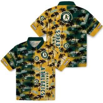 Oakland Athletics Custom Palm Leaf Hawaiian Shirt - Green MLB Fan Gear for Summer Events