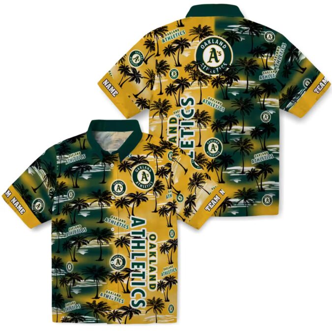 Oakland Athletics Custom Palm Leaf Hawaiian Shirt - Green MLB Fan Gear for Summer Events
