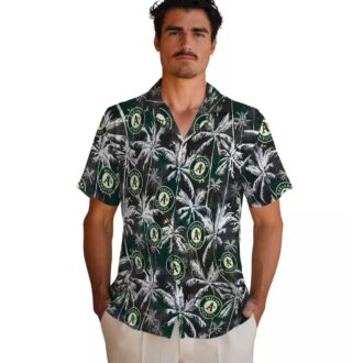 Oakland Athletics Green & Black Palm Hawaiian Shirt - MLB Fan Gift for Summer Vacation