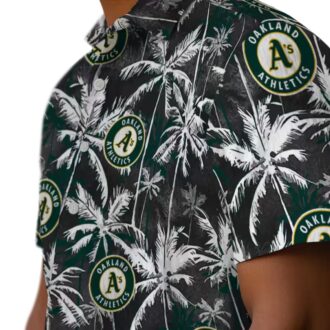 Oakland Athletics Green & Black Palm Hawaiian Shirt - MLB Fan Gift for Summer Vacation