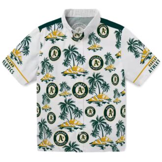 Oakland Athletics Green and White Hawaiian Shirt - Tropical Palm Print Fan Gift for Summer