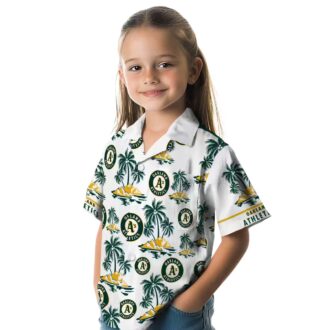 Oakland Athletics Green and White Hawaiian Shirt - Tropical Palm Print Fan Gift for Summer