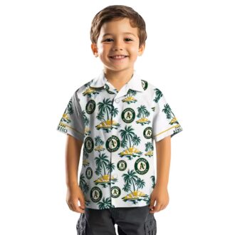 Oakland Athletics Green and White Hawaiian Shirt - Tropical Palm Print Fan Gift for Summer