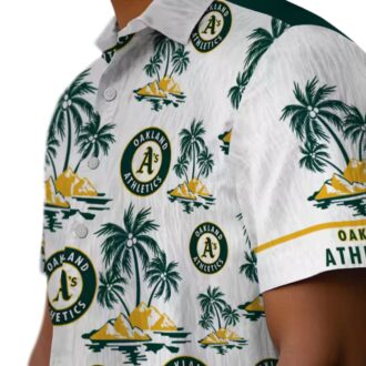 Oakland Athletics Green and White Hawaiian Shirt - Tropical Palm Print Fan Gift for Summer