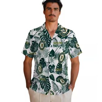 Oakland Athletics Green and White Tropical Hawaiian Shirt - MLB Fan Beach Shirt for Summer
