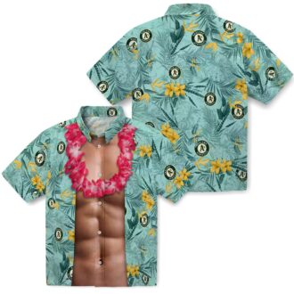Oakland Athletics Hawaiian Shirt Green Chest Illusion - MLB Fan Summer Outfit