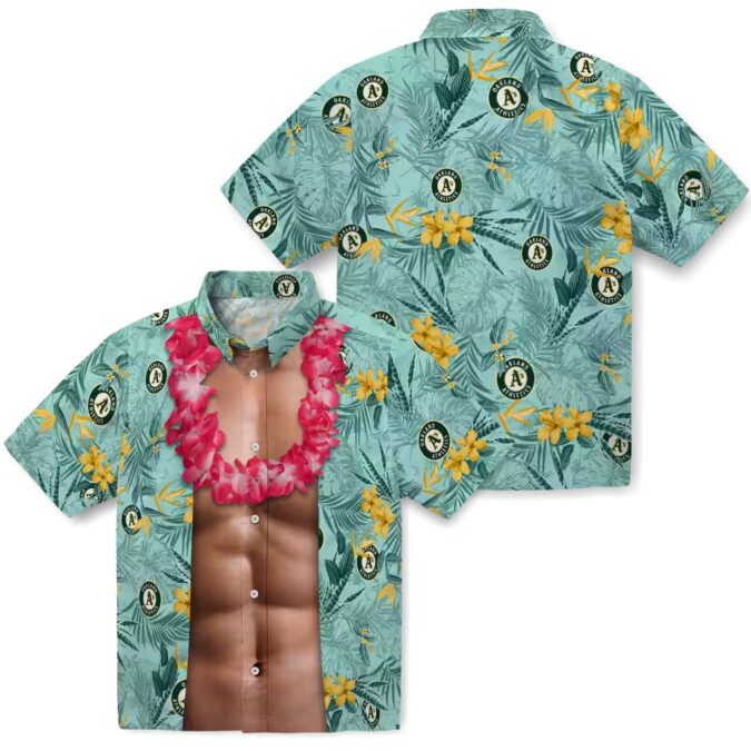 Oakland Athletics Hawaiian Shirt Green Chest Illusion - MLB Fan Summer Outfit