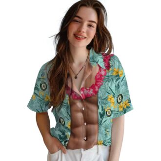 Oakland Athletics Hawaiian Shirt Green Chest Illusion - MLB Fan Summer Outfit