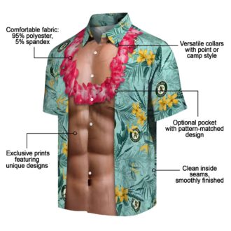Oakland Athletics Hawaiian Shirt Green Chest Illusion - MLB Fan Summer Outfit