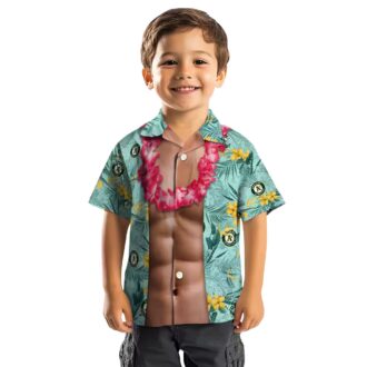 Oakland Athletics Hawaiian Shirt Green Chest Illusion - MLB Fan Summer Outfit