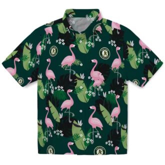 Oakland Athletics Luau Hawaiian Shirt - Flamingo Leaf Pattern Baseball Vacation Tee