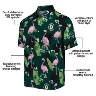 Oakland Athletics Luau Hawaiian Shirt - Flamingo Leaf Pattern Baseball Vacation Tee