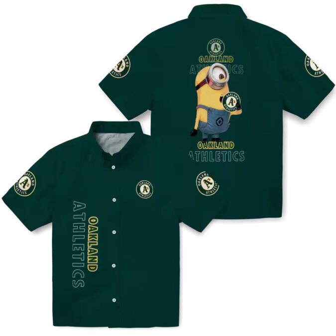 Oakland Athletics Minion Hawaiian Shirt - Green Tropical MLB Fan Shirt for Beach & Summer