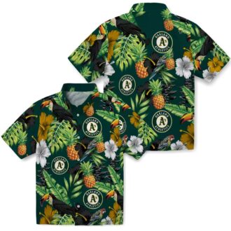 Oakland Athletics MLB Hawaiian Shirt - Toucan Hibiscus Pineapple Print Green Summer Shirt for Fans