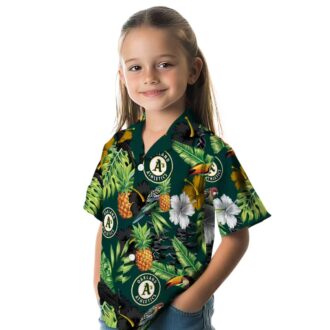 Oakland Athletics MLB Hawaiian Shirt - Toucan Hibiscus Pineapple Print Green Summer Shirt for Fans