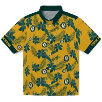 Oakland Athletics MLB Tropical Hawaiian Shirt - Gold Botanical Print for Men & Women