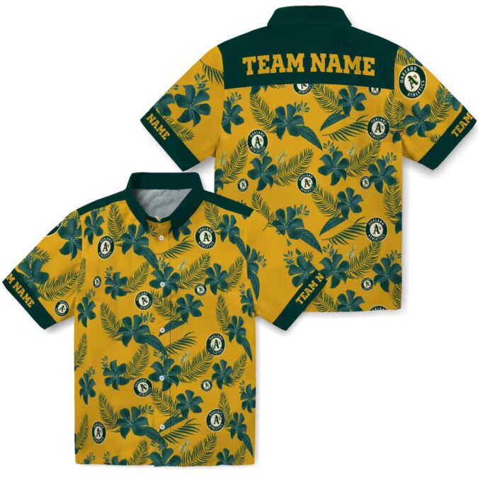 Oakland Athletics MLB Tropical Hawaiian Shirt - Gold Botanical Print for Men & Women