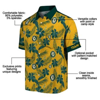 Oakland Athletics MLB Tropical Hawaiian Shirt - Gold Botanical Print for Men & Women