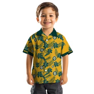 Oakland Athletics MLB Tropical Hawaiian Shirt - Gold Botanical Print for Men & Women