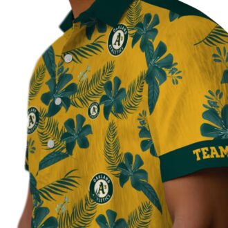 Oakland Athletics MLB Tropical Hawaiian Shirt - Gold Botanical Print for Men & Women