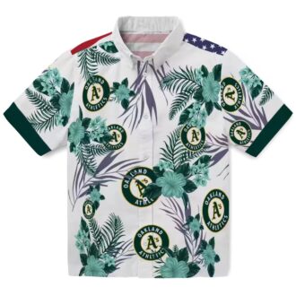 Oakland Athletics Patriotic Hibiscus Hawaiian Shirt - Green & White MLB Fan Apparel