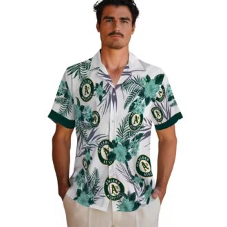 Oakland Athletics Patriotic Hibiscus Hawaiian Shirt - Green & White MLB Fan Apparel