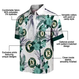 Oakland Athletics Patriotic Hibiscus Hawaiian Shirt - Green & White MLB Fan Apparel