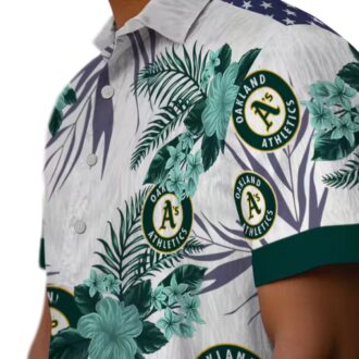 Oakland Athletics Patriotic Hibiscus Hawaiian Shirt - Green & White MLB Fan Apparel