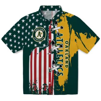 Oakland Athletics Stitched Flag Green Hawaiian Shirt - MLB Fan Summer Shirt