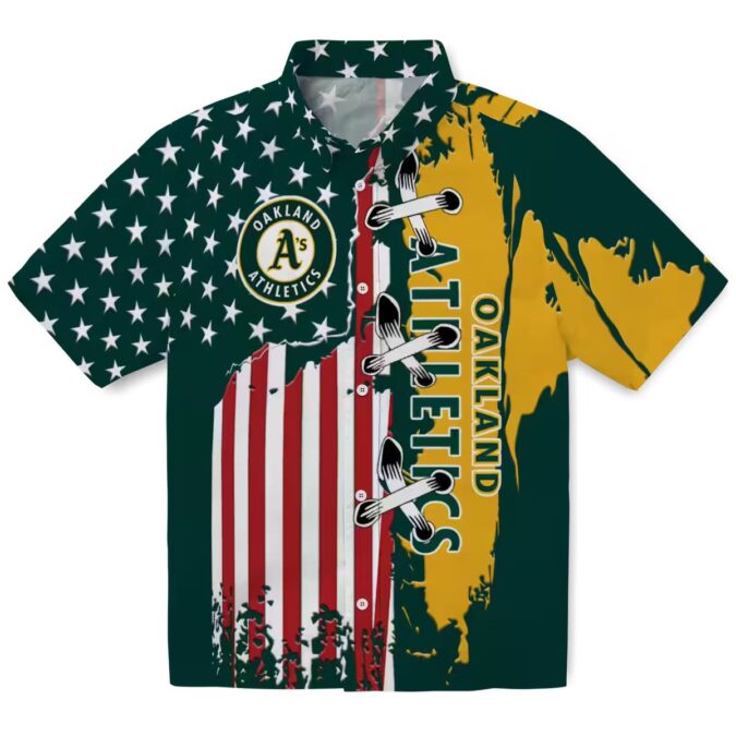 Oakland Athletics Stitched Flag Green Hawaiian Shirt - MLB Fan Summer Shirt