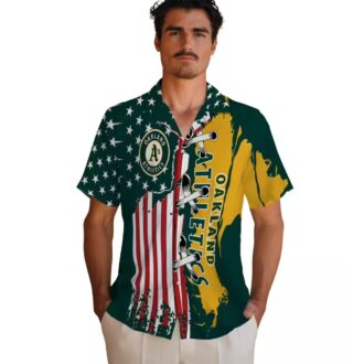 Oakland Athletics Stitched Flag Green Hawaiian Shirt - MLB Fan Summer Shirt