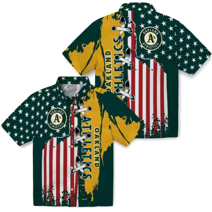 Oakland Athletics Stitched Flag Green Hawaiian Shirt - MLB Fan Summer Shirt