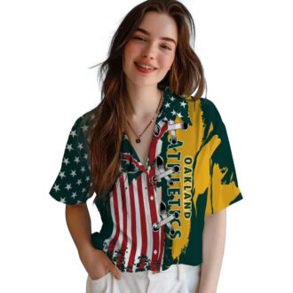 Oakland Athletics Stitched Flag Green Hawaiian Shirt - MLB Fan Summer Shirt