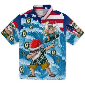 Oakland Athletics Surfing Santa Hawaiian Shirt - Unique Beachwear for MLB Fans