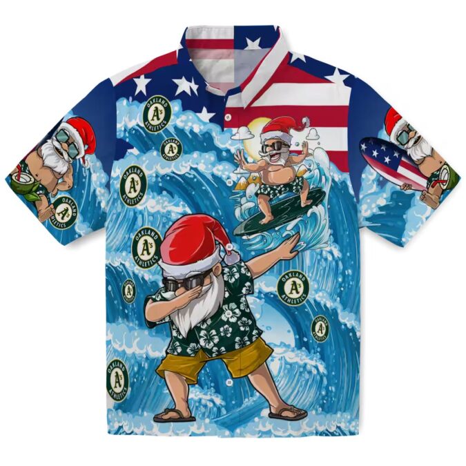 Oakland Athletics Surfing Santa Hawaiian Shirt - Unique Beachwear for MLB Fans