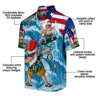 Oakland Athletics Surfing Santa Hawaiian Shirt - Unique Beachwear for MLB Fans