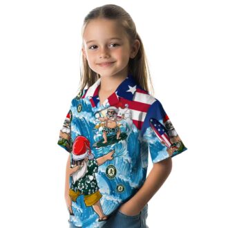 Oakland Athletics Surfing Santa Hawaiian Shirt - Unique Beachwear for MLB Fans