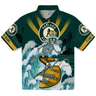 Oakland Athletics Surfing Skeleton Shirt - Cool Green Blue Hawaiian Fan Apparel