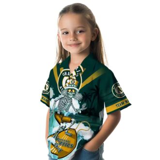 Oakland Athletics Surfing Skeleton Shirt - Cool Green Blue Hawaiian Fan Apparel
