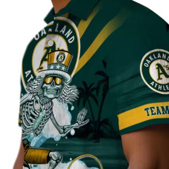 Oakland Athletics Surfing Skeleton Shirt - Cool Green Blue Hawaiian Fan Apparel