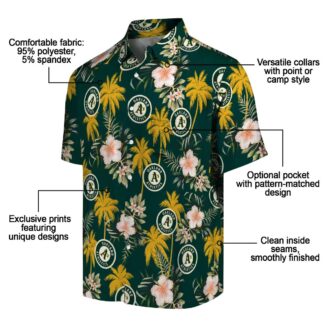 Oakland A’s Green Hawaiian Shirt with Palm Tree and Flower Print - Perfect for Summer