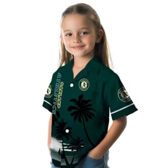 Oakland A’s Sunset Beach Hawaiian Shirt - Summer Baseball Green Black Apparel