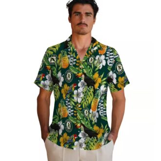 Personalized MLB Oakland Athletics Hawaiian Shirt - Tropical Toucan Green for Baseball Fans